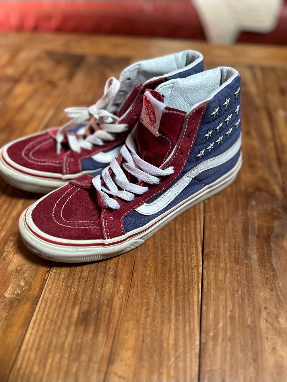 Vans Red & Navy Star High-Top Sneakers